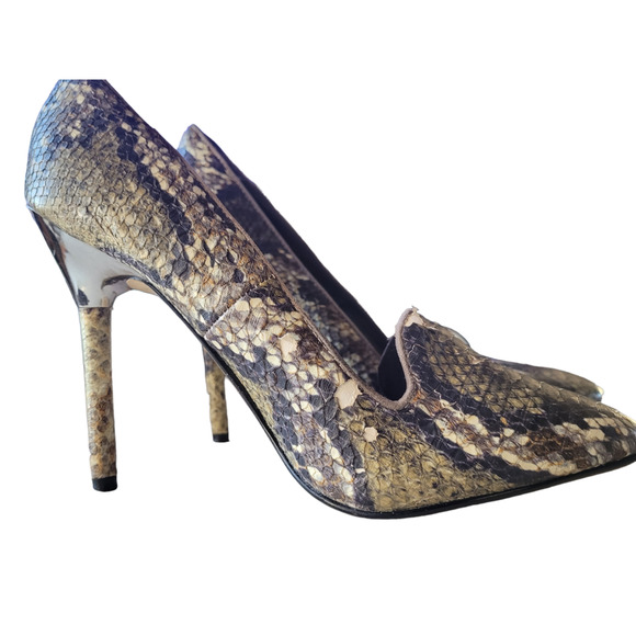 Worthington Women Snakeskin Metallic Stiletto Heels Sz 10 Pointed Toe Club Shoes - Picture 2 of 9